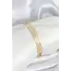316L Çelik Gold Renk Simli Model Ajda 65 mm Kadın Bileklik