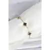316L Çelik Gold Renk Siyah Baby Boy Yonca Bileklik