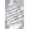 316L Çelik Gold Renk Top Zincir Model Fil Figür Nazar Boncuk Detay Kadın Kolye