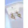 316L Çelik Gold Renk Yılan Model Zirkon Taşlı Kadın Küpe