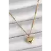 316L Çelik Gold Renk Zincir Love İşlemeli Kalp Figür Kadın Kolye