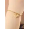 316L Çelik Gold Renk Zincir Model Kalp Figür Kadın Bileklik