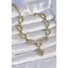 316L Çelik Gold Renk Zincir Model Kilit Kalp Figür Kadın Bileklik