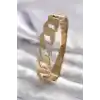 316L Çelik Gold Renk Zincir Model Zirkon Taş Detay Kadın Kelepçe