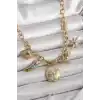 316L Çelik Gold Renk Zincir Sallantılı Çoklu Figür Model Kadın Kolye