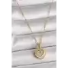 316L Çelik Gold Renk Zincir Zirkon Taşlı Kalp Model Kadın Kolye