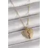 316L Çelik Gold Renk Zincir Zirkon Taşlı Kalp Model Kadın Kolye
