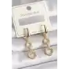 316L Çelik Gold Renk Zirkon Taş Detaylı Sallantı Model Kadın Küpe