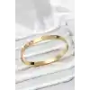 316L Çelik Gold Renk Zirkon Taşlı 65 mm Kadın Kelepçe Bileklik