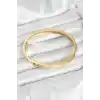 316L Çelik Gold Renk Zirkon Taşlı 65 mm Kadın Kelepçe Bileklik