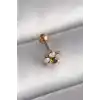 316L Çelik Gold Renk Zirkon Taşlı Çiçek Tragus Piercing