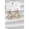 316L Çelik Gold Renk Zirkon Taşlı Güneş Model Kadın Küpe
