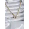 316L Çelik Gold Renk Zirkon Taşlı Kalp Model Sonsuzluk Detay Kadın Kolye