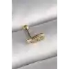 316L Çelik Gold Renk Zirkon Taşlı Kanat Tragus Piercing