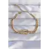 316L Çelik Gold Renk Zirkon Taşlı Kemer Tokası Model Zincir Bileklik