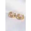 316L Çelik Gold Renk Zirkon Taşlı Minimal Model Halka Küpe