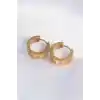 316L Çelik Gold Renk Zirkon Taşlı Minimal Model Halka Küpe
