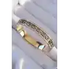316L Çelik Gold Renk Zirkon Taşlı Model Kelepçe