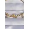 316L Çelik Gold Renk Zirkon Taşlı Nazarlı Fil Tasarımlı Bileklik