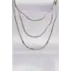 316L Çelik Gümüş Renk İtalyan Zincir Çoklu Kolye