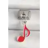 316L Çelik Gümüş Renk Kırmızı Müzik Nota Model Nomination Charm