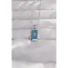 316L Çelik Gümüş Renk Mavi Mineli Güneş Model Tarot Kolye