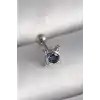 316L Çelik Gümüş Renk Mavi Zirkon Taşlı Tragus Piercing