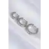 316L Çelik Gümüş Renk Model 3lü Halka Küpe