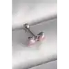 316L Çelik Gümüş Renk Pembe Kurdele Zirkon Taş Detay Tragus Piercing