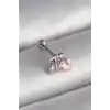 316L Çelik Gümüş Renk Pembe Zirkon Taşlı Kalp Tragus Piercing