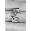 316L Çelik Gümüş Renk Sallantı Beyaz Kuğu Model Nomination Charm