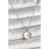 316L Çelik Gümüş Renk Zincir Beyaz Mineli Gün Batımı Model Kadın Kolye