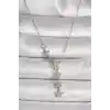 316L Çelik Gümüş Renk Zincir Zirkon Taşlı Yıldız Model Kadın Kolye