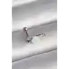 316L Çelik Gümüş Renk Zirkon Taş Detay Beyaz Çiçek Model Tragus Piercing