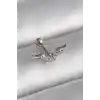 316L Çelik Gümüş Renk Zirkon Taş Detay Kanat Model Tragus Piercing