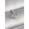 316L Çelik Gümüş Renk Zirkon Taş Detay Kurdele Model Tragus Piercing