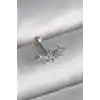 316L Çelik Gümüş Renk Zirkon Taşlı Çiçek Tragus Piercing