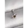 316L Çelik Gümüş Renk Zirkon Taşlı Çiçek Tragus Piercing