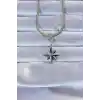 316L Çelik Gümüş Renk Zirkon Taşlı İtalyan Zincirli Kutup Yıldızı Kolye