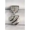 316L Çelik Gümüş Renk Zirkon Taşlı Kalp Model Nomination Charm
