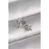 316L Çelik Gümüş Renk Zirkon Taşlı Kelebek Model Sallantı Detay Tragus Piercing