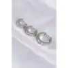 316L Çelik Gümüş Renk Zirkon Taşlı Model 3lü Halka Küpe