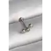 316L Çelik Gümüş Renk Zirkon Taşlı Tragus Piercing