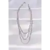 316L Çelik İtalyan Zincir Gümüş Renk Çoklu Kolye