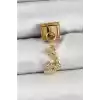 316L Çelik Sallantılı Zirkon Taşlı Ay Model Gold Renk Nomination Charm