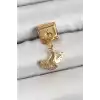 316L Çelik Sallantılı Zirkon Taşlı Balık Kuyruğu Model Gold Renk Nomination Charm