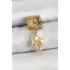 316L Çelik Sallantılı Zirkon Taşlı Deniz Kabuğu Ve Yıldız Model Gold Renk Nomination Charm
