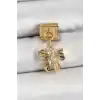 316L Çelik Sallantılı Zirkon Taşlı Fiyonk Model Gold Renk Nomination Charm