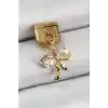 316L Çelik Sallantılı Zirkon Taşlı Fiyonk Model Gold Renk Nomination Charm