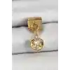 316L Çelik Sallantılı Zirkon Taşlı İstiridye Model Gold Renk Nomination Charm